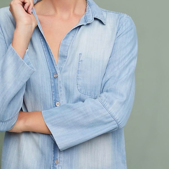 Anthro cloth and stone faded chambray button down - Picture 3 of 7